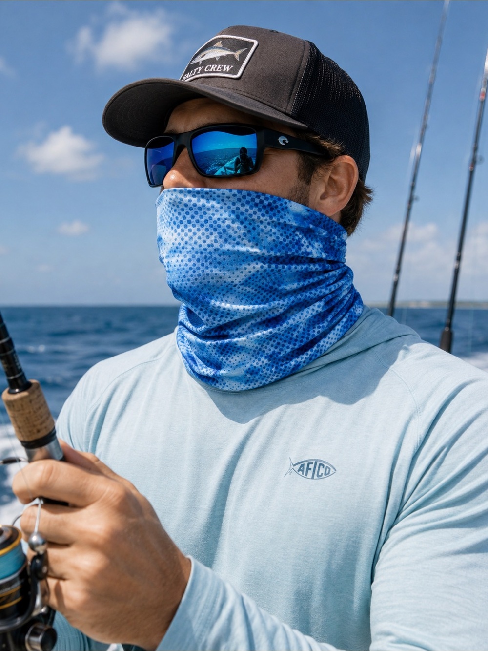 BUFF CoolNet UV+ Blue UPF 50 Fishing Neck Gaiter Adult